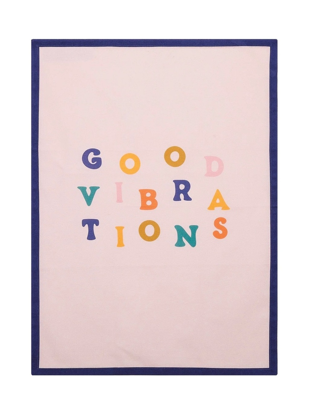 Elizabeth Owens Good Vibrations Colorful Lettered Tea Towel - NWT